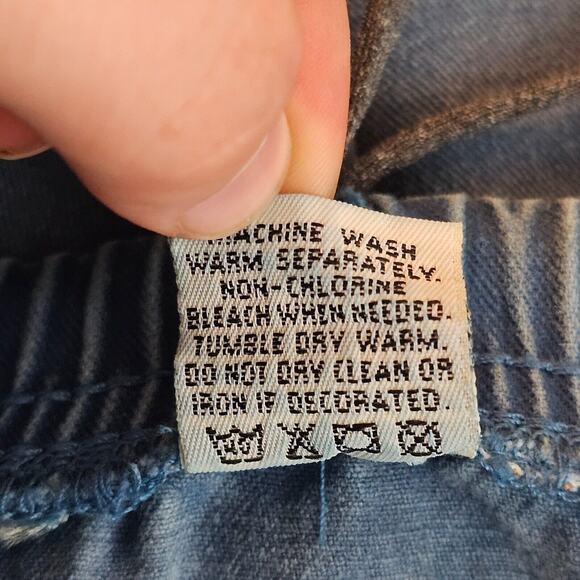 Vintage Denim Outfit 2 Piece Set Large Long Shirt Skirt Jean Blue Fall Leaf Puff - Picture 10 of 16